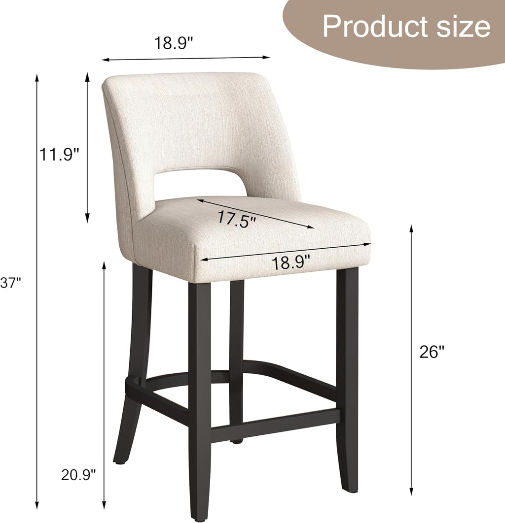 VKNOW Bar Stools Set of 4, 26" Upholstered Counter Height Bar Stools