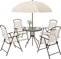 Outsunny 6 Piece Patio Dining Set for 4 with Umbrella, Beige