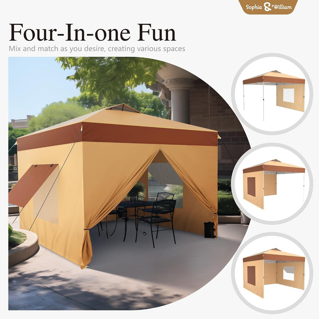Sophia & William Canopy Tent 10x10 Pop up with Sidewalls,Portable Shade
