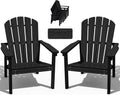 nevilywood Stackable Adirondack Chair, HDPE Outdoor Chair Set of 2, Black