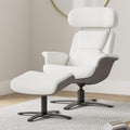 CHITA Genuine Leather Reclining Swivel Accent Chair with Ottoman, White