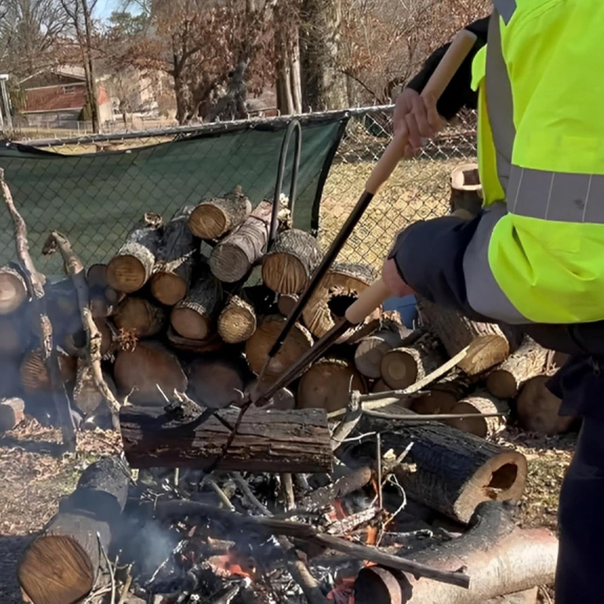 42" Fire Log Grabber & Fire Poker Set with Storage Bag, Portable Detachable