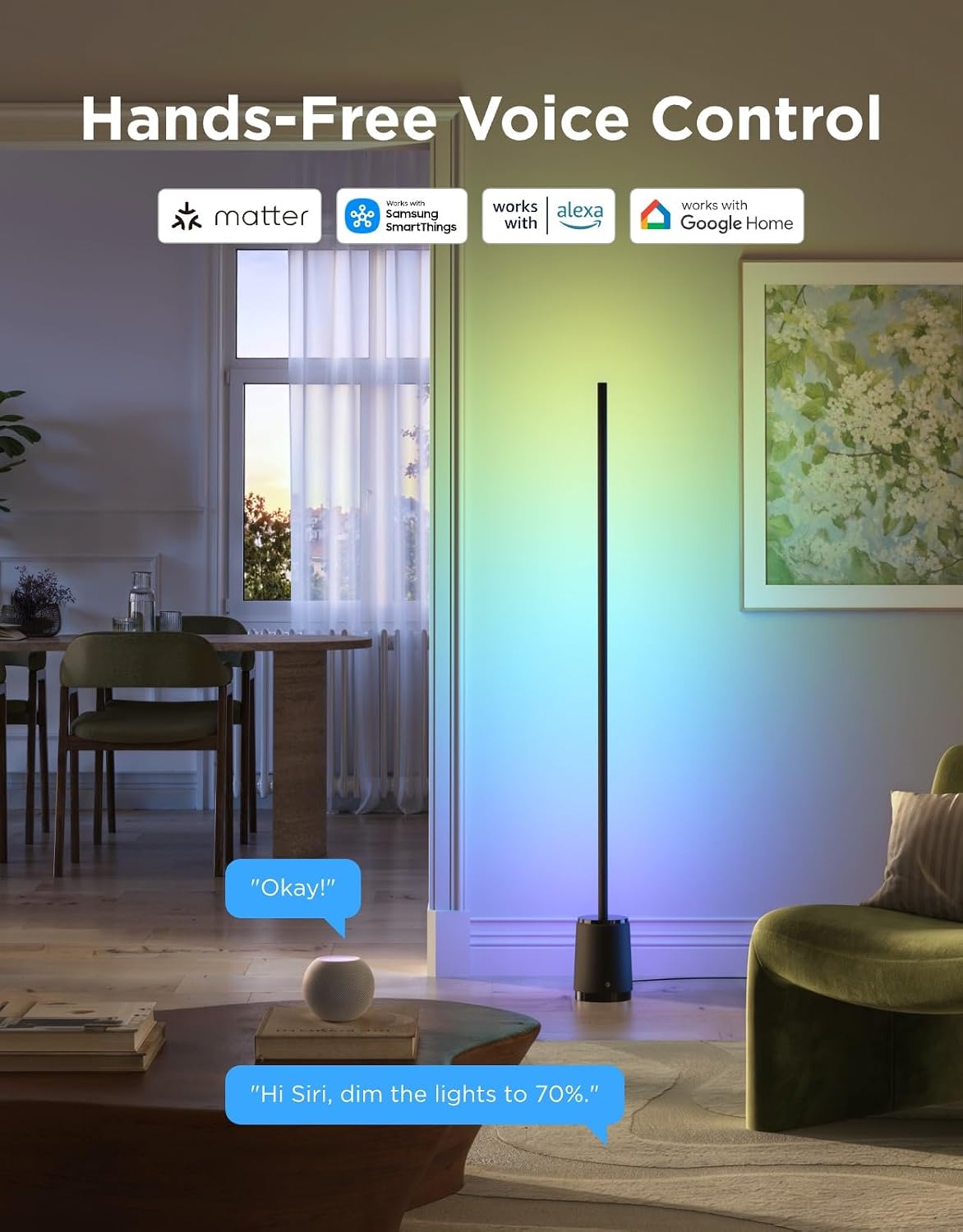 Govee Floor Lamp 3 Lite, Smart RGBIC LED Corner Lamp for Living Room