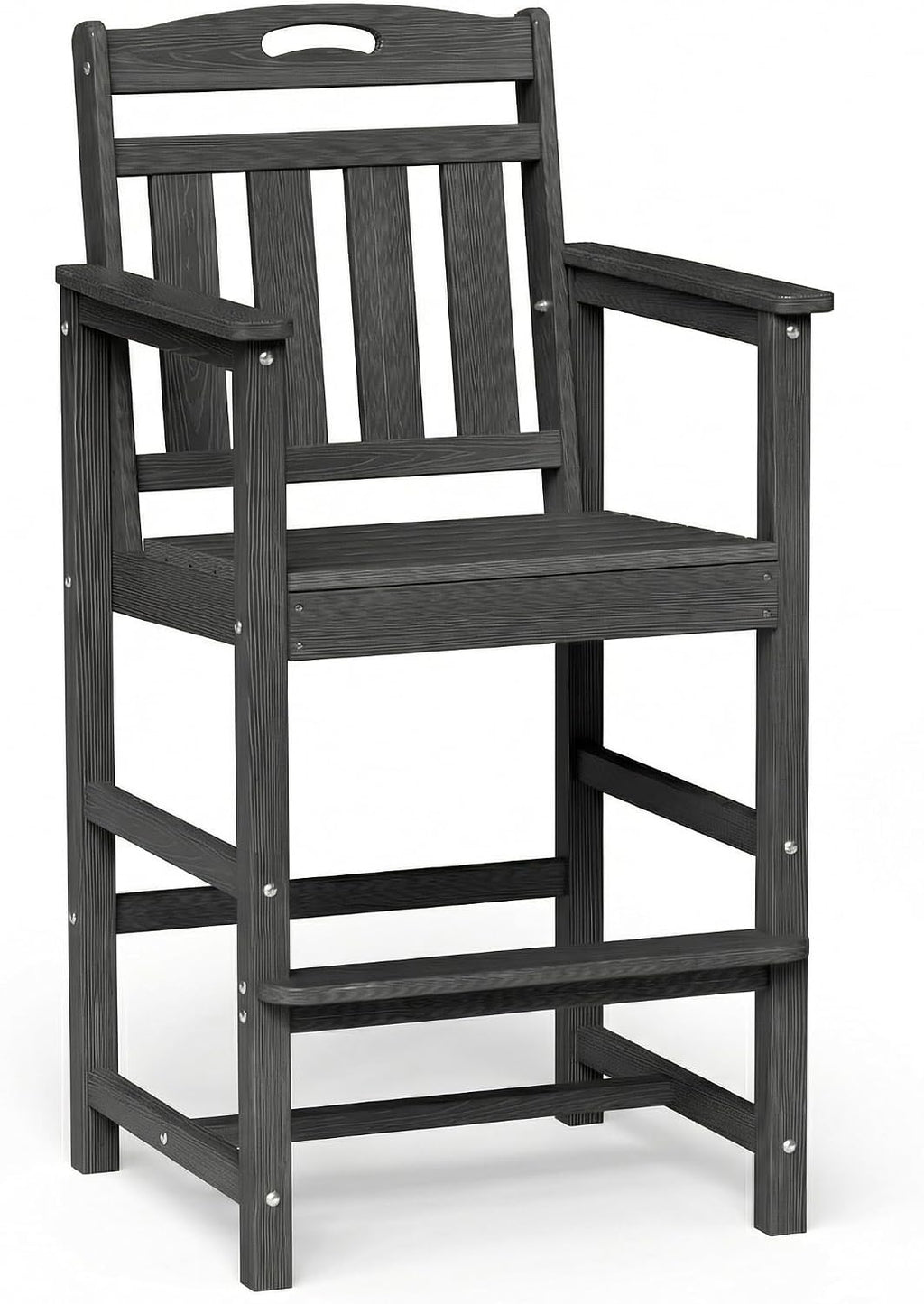 Ciokea Bar Height Adirondack Chair, 380lbs Heavy Duty Tall Bar Chair Patio Stool with Arms & High Back, All-Weather Outdoor Chair for Bar Table, Balcony, Poolside,Dark Grey
