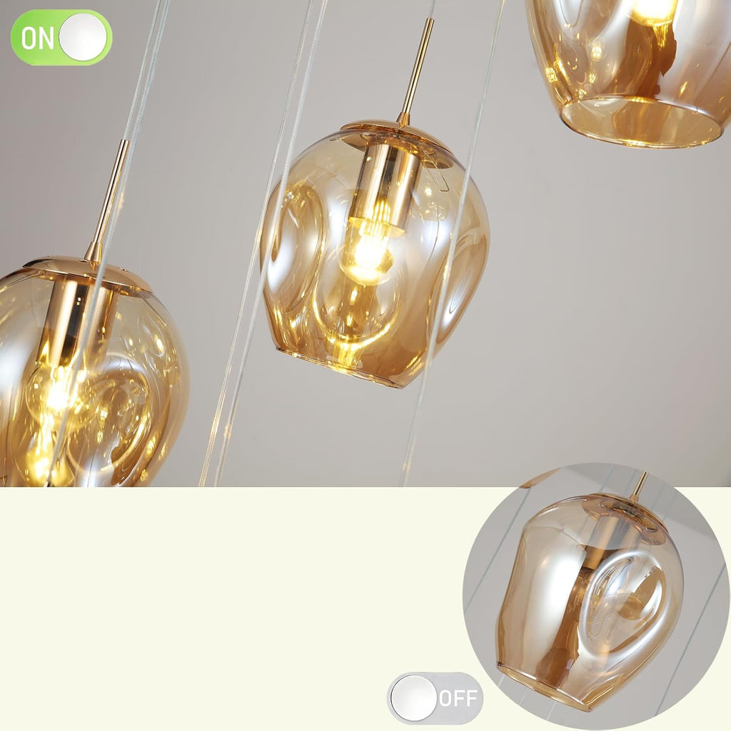 Long Chandeliers for High Ceilings,Modern Crystal Balls Pendant Light,Globe Raindrop Drop Lamp,Flush Mount Hanging Lighting Fixtures for Spiral Staircase,Foyer,Entryway,Living,15 Lights