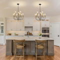 9-Lights Black and Gold Chandelier, 2-Tier Farmhouse Chandeliers 25.98"
