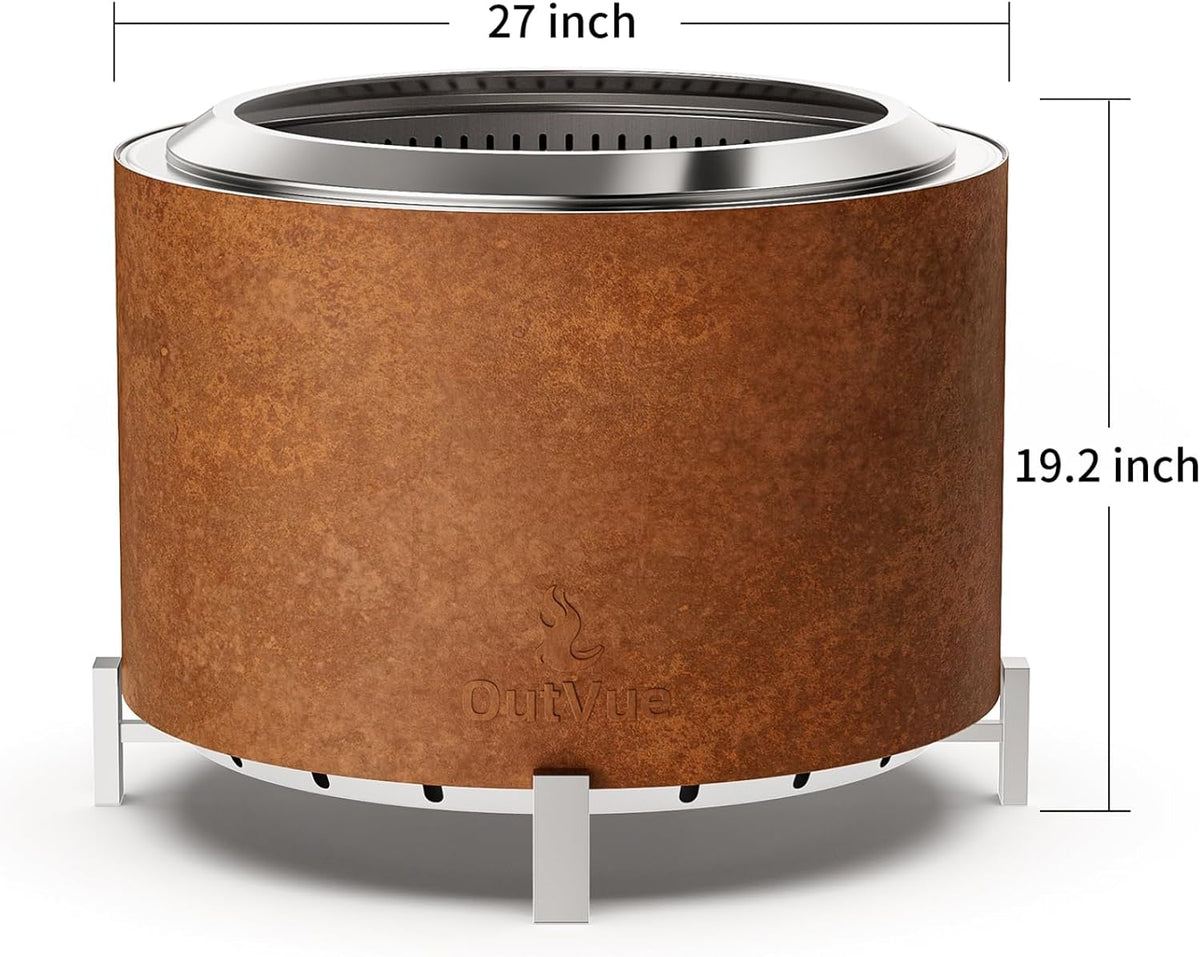 outvue 27 inch stainless steel smokeless fire pit, package contents