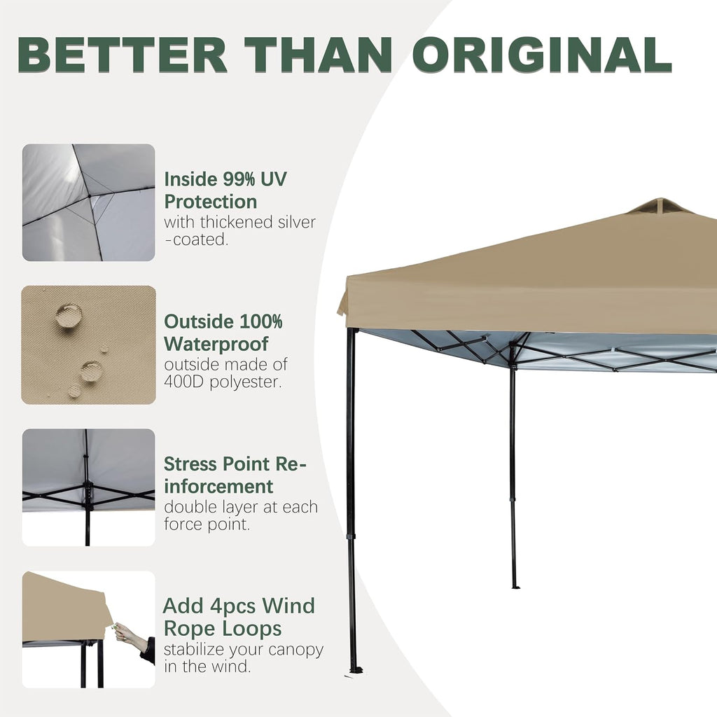 10x10 canopy replacement top with air vent silver, close-up detail