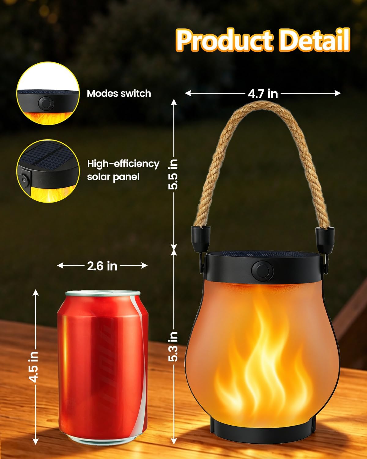6 Pack Solar Lanterns Outdoor Waterproof, Flickering Flame Solar Lights