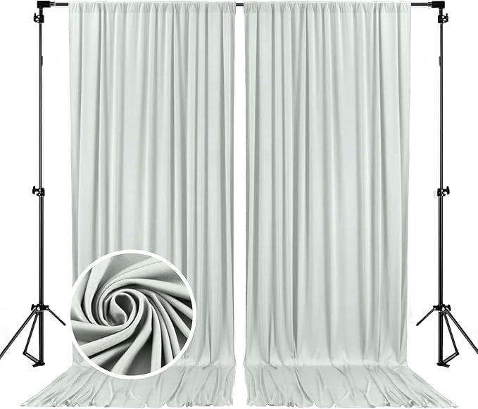 10 x 7 Feet Silver Backdrop Curtain for Partie, Background Curtains for Photoshoot, Birthday, Wedding, Halloween, Thanksgiving, Christmas, New Year Party Decorations 5Ft x 7Ft, 2 Panels