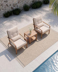 Aluminum Patio Set, 2 Chairs & Side Table, Washable Cushions, Beige (3 Piece)