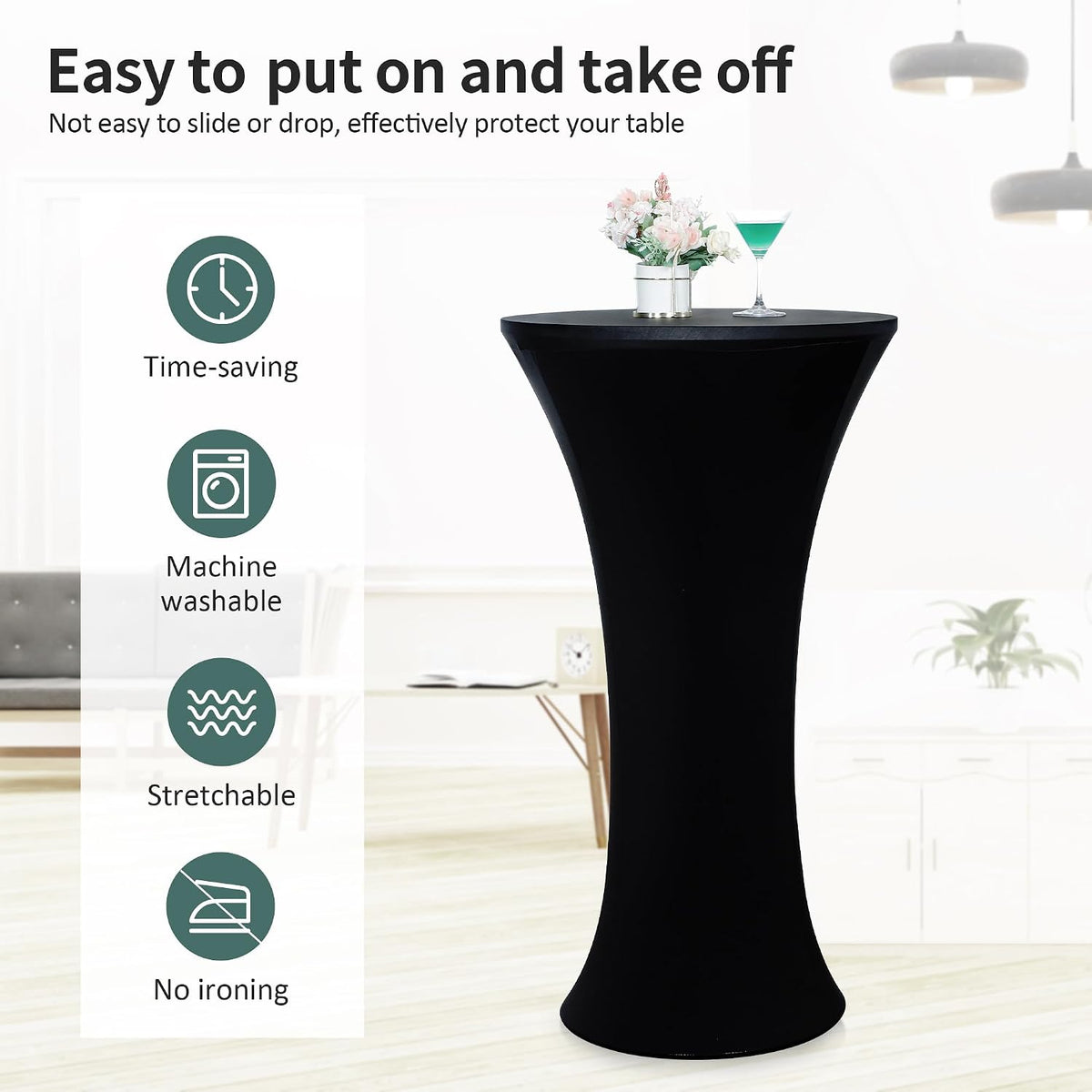 wolkemer 4pcs 24x43 inch fitted cocktail tablecloth, cocktail, package contents
