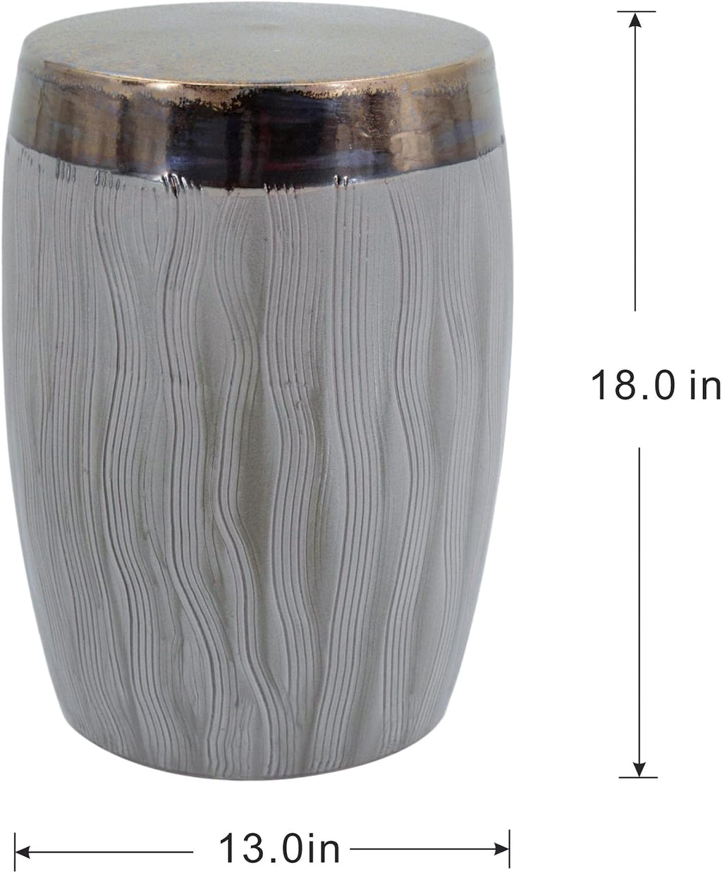 A&B Home Wave Pattern Stool - Drum Shape Ceramic Stool, Decorative Multipurpose Side Table, Living Room Bedroom Accent Table Plant Stand, 13" x 13" x 18"