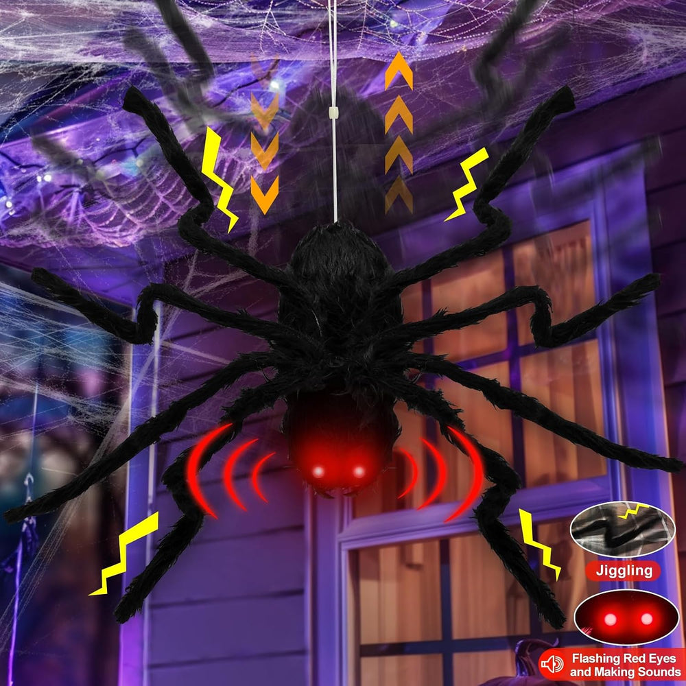 24'' Halloween Animatronics Giant Spider Up and Down Automatically