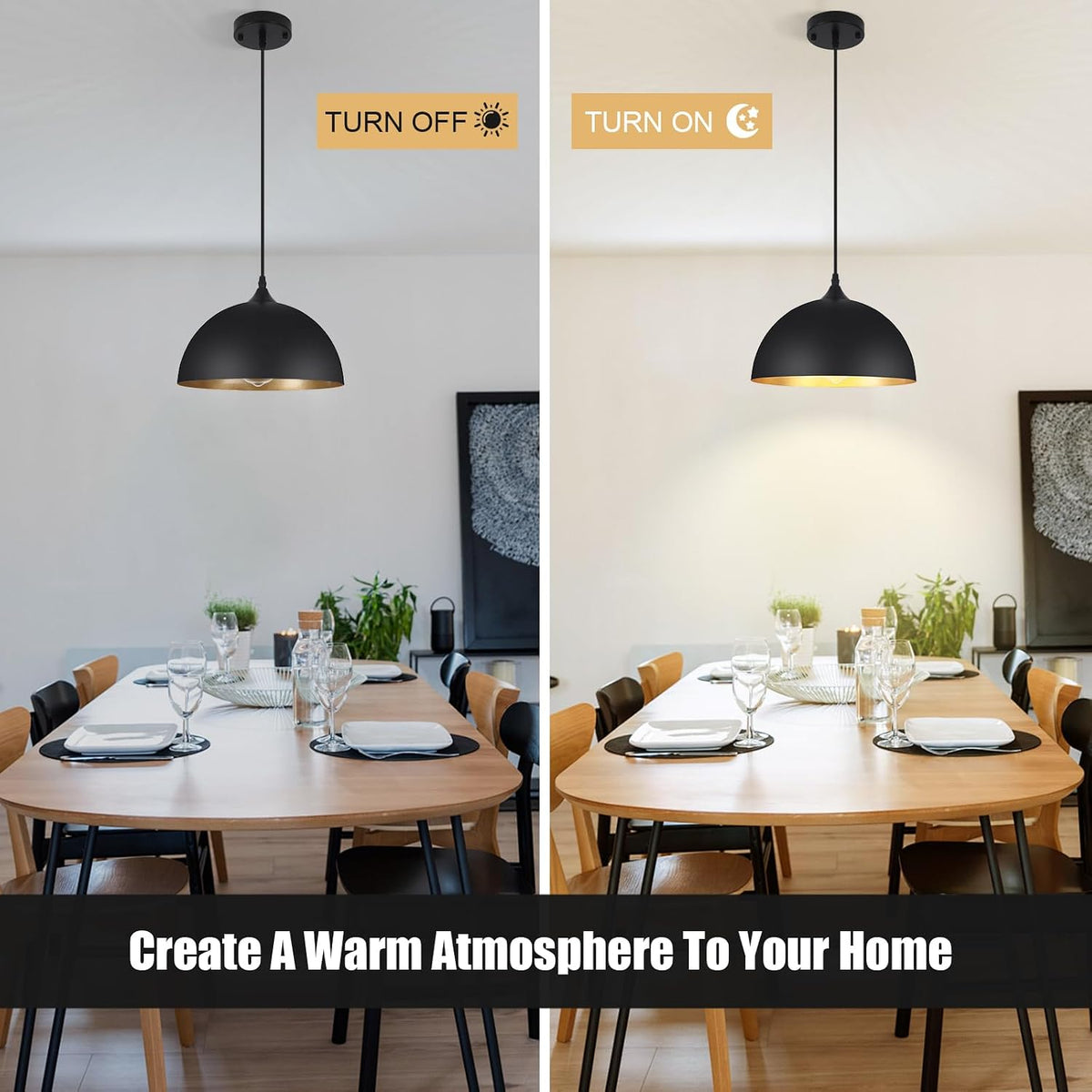 3 Pack Black Pendant Lights Kitchen Island, 11.8'' Modern Dome Pendant Light Farmhouse Hanging Light Fixture for Dining Room Restaurant Foyer Bar Cafe Sink