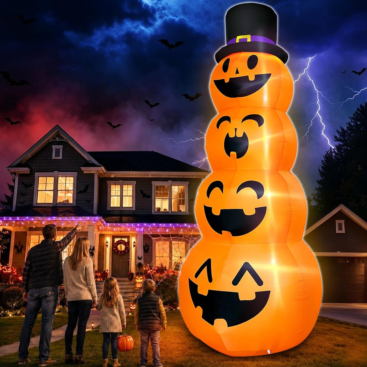 TURNMEON 12FT Giant Witch Pumpkin Halloween Inflatables Decorations Outdoor