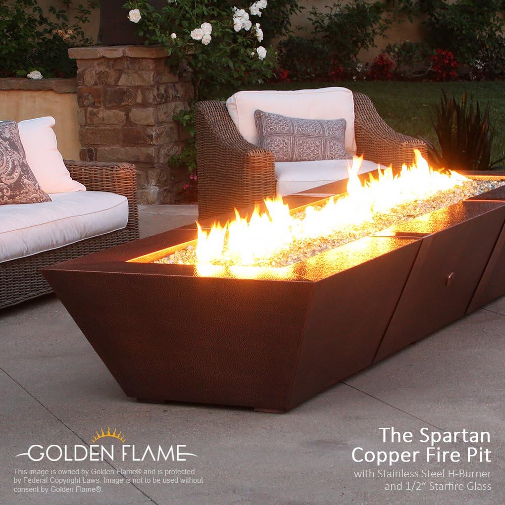Golden Flame 18 x 6 in H-Burner, Natural Gas Fireplace & Fire Pit, 304 Stainless Steel, Machine-Drilled Ports, Whistle-Free Connection Kit