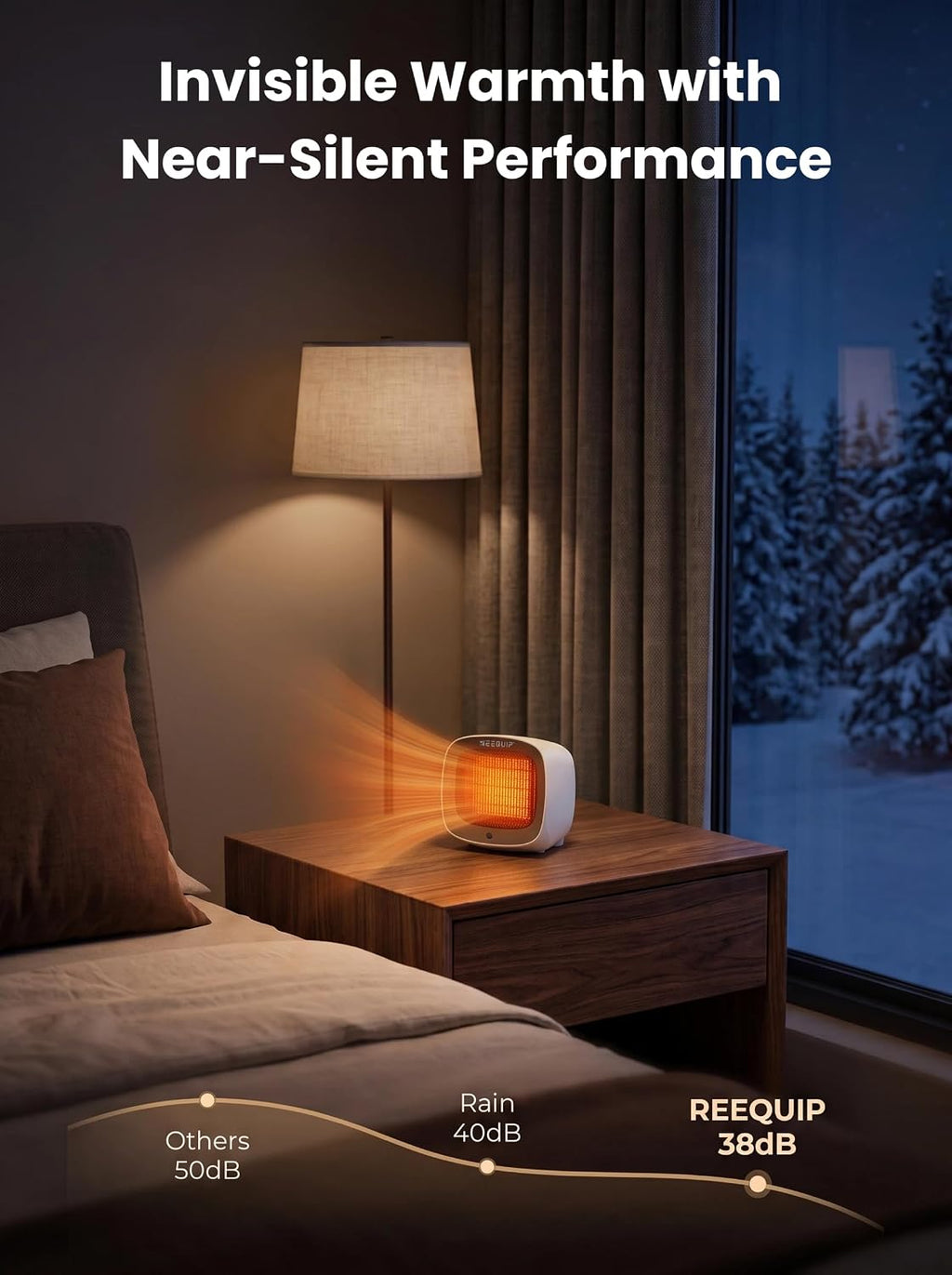 Small Space Heater with Magnetic Remote for Indoor Use