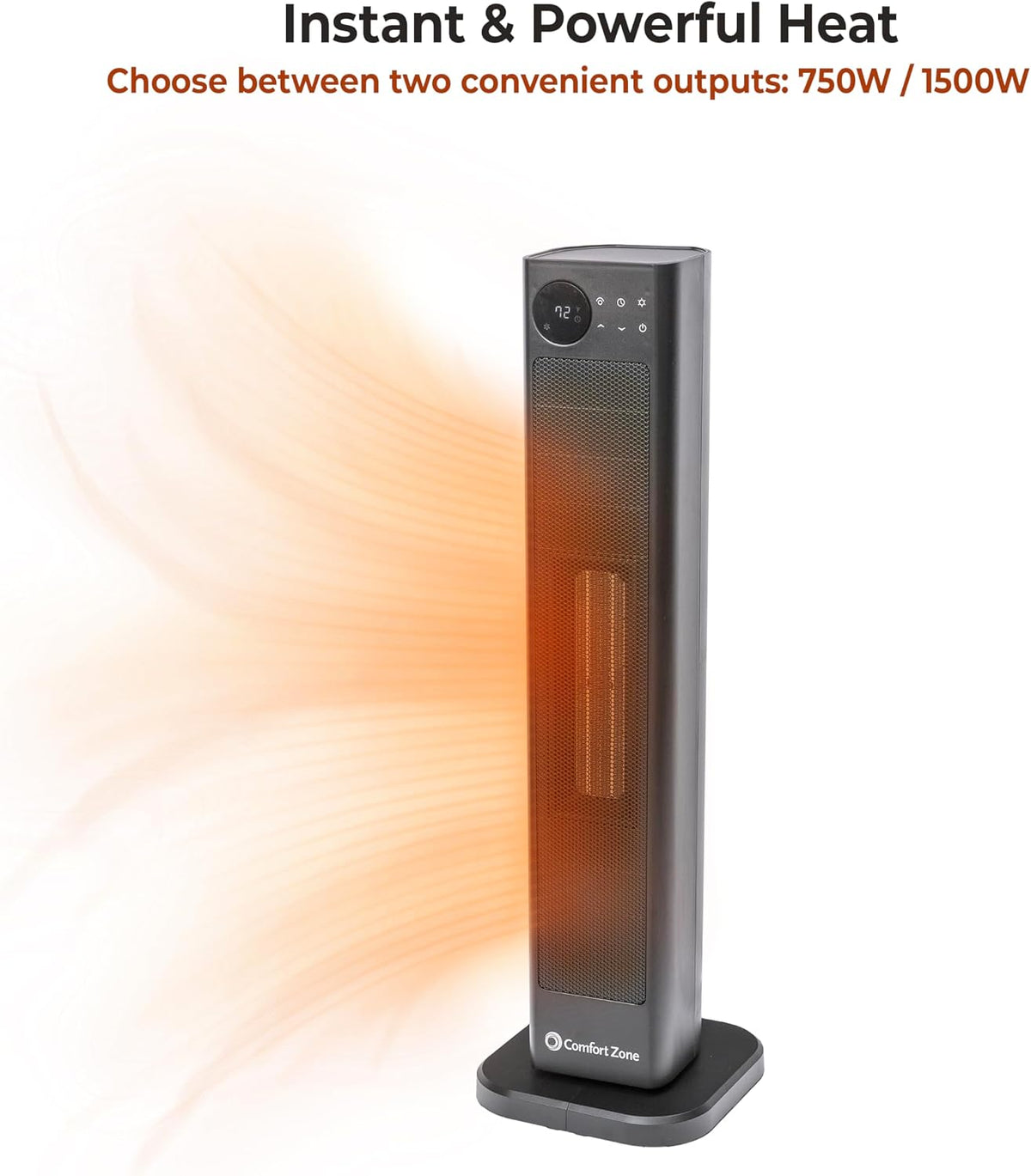Comfort Zone 30" High Velocity Ceramic Tower Heater with LCD Display