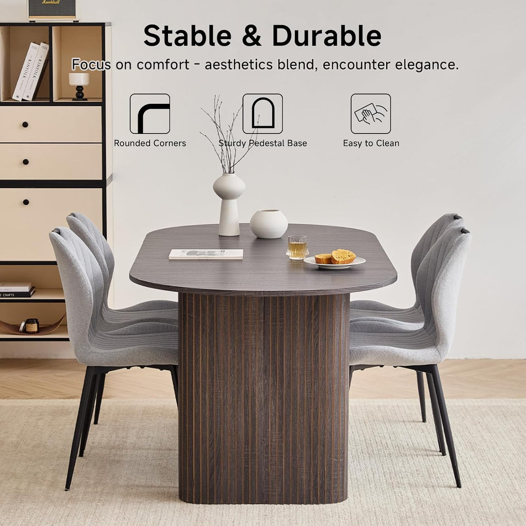 70.8" Modern Oval Dining Table for 6 8 People, Black