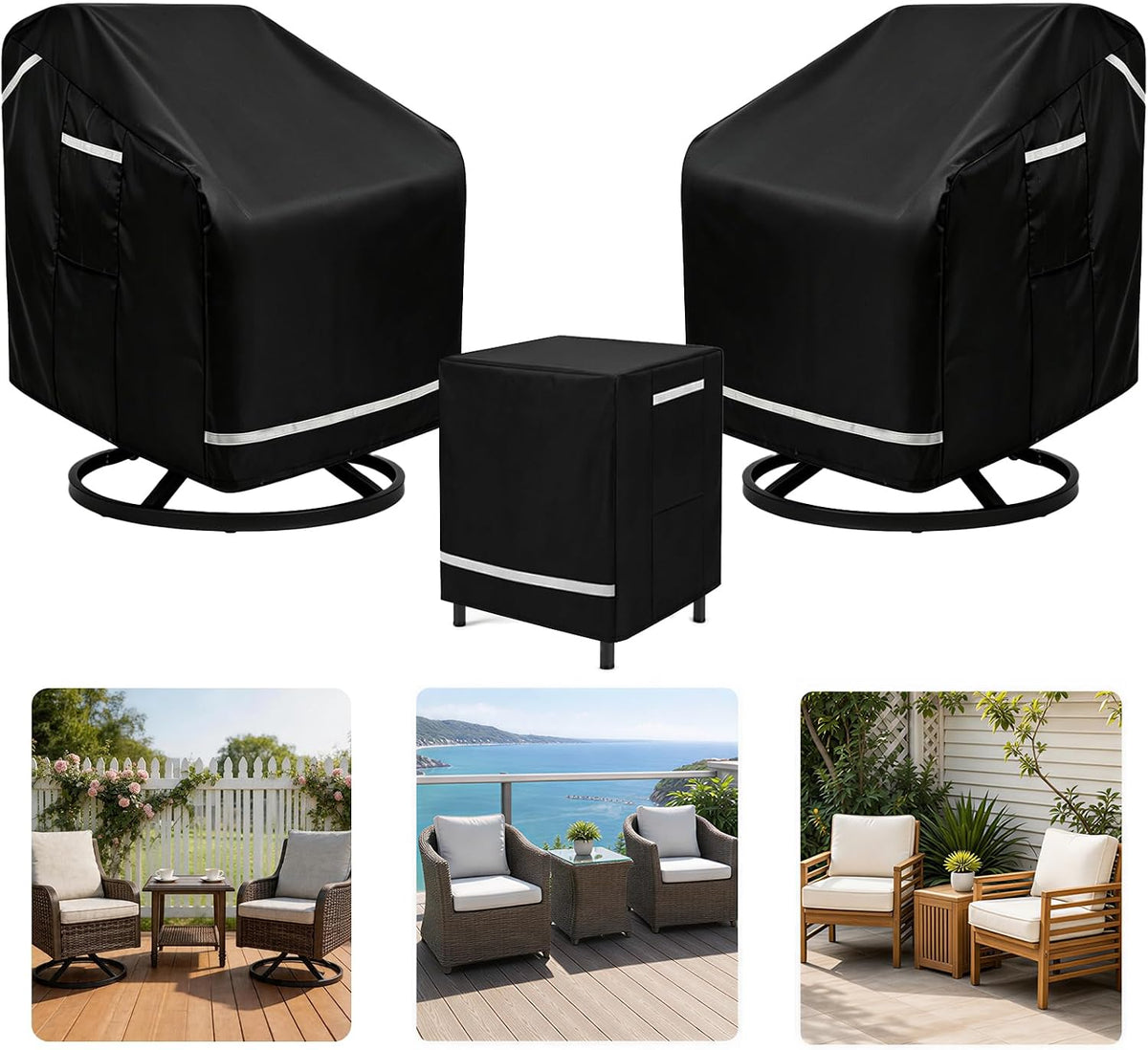Patio Furniture Covers Waterproof 3 Piece, 32.5" W X 31.5" D X 30.5" H