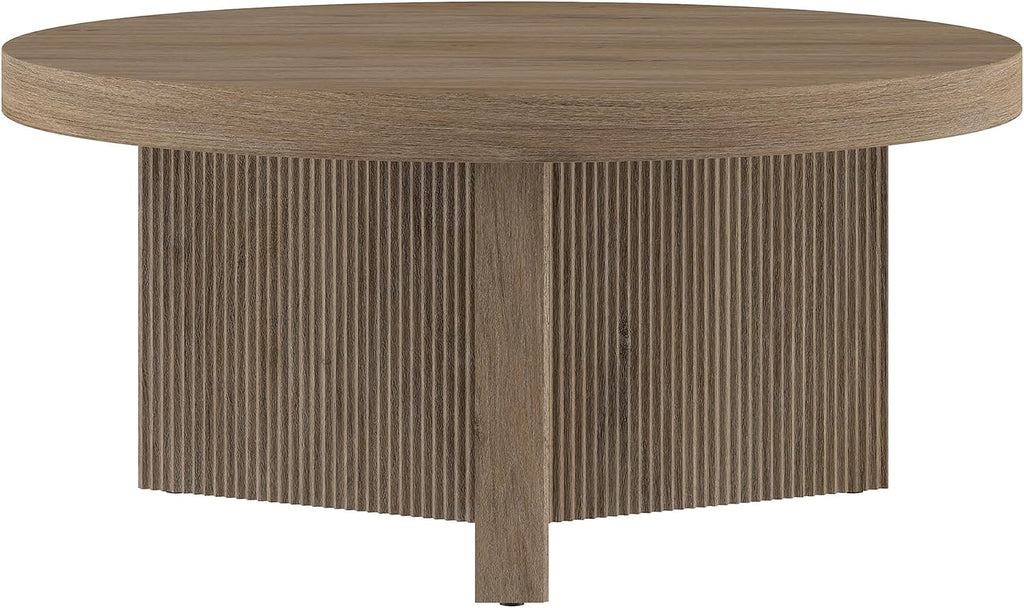 Henn&Hart 32" Scandinavian Fluted Coffee Table, Weathered Gray