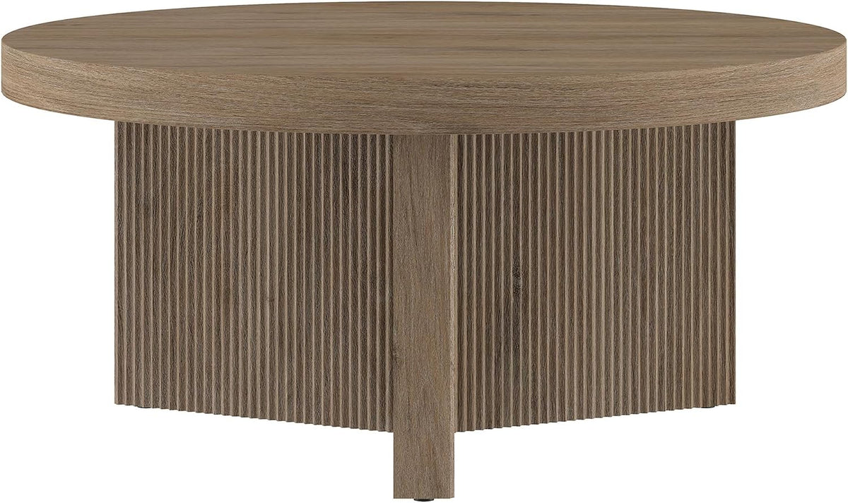 Henn&Hart 32" Scandinavian Fluted Coffee Table, Weathered Gray