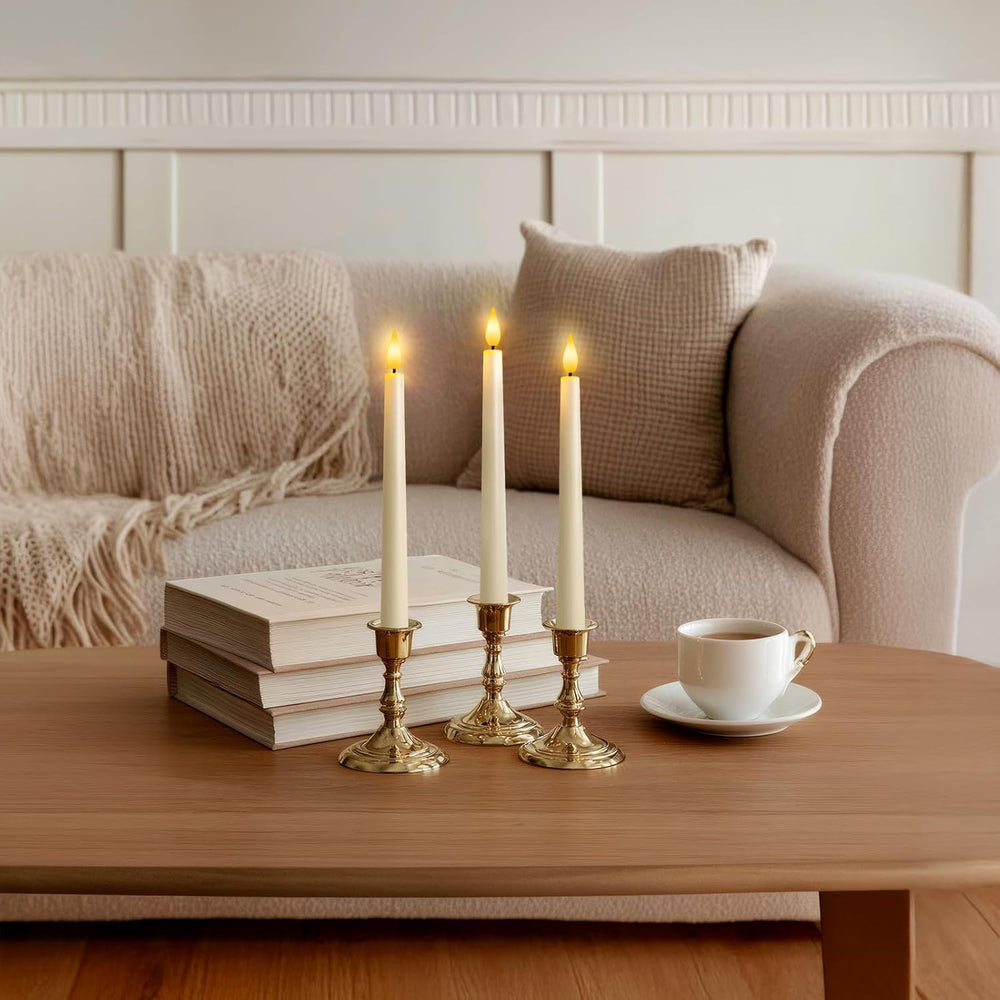 12 Pcs Flameless Taper Candles with Remote, Timer, Plastic Battery Operated W...