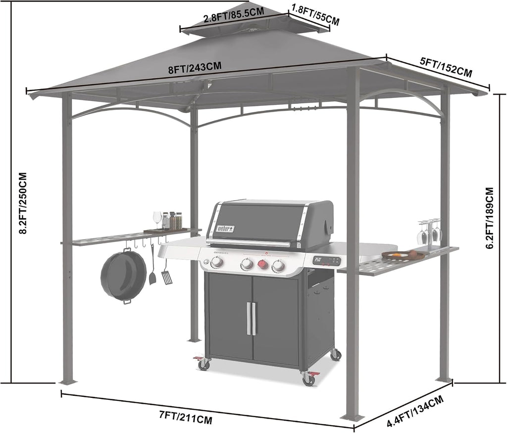 mastercanopy 8 x 5 grill gazebo outdoor bbq shown in use