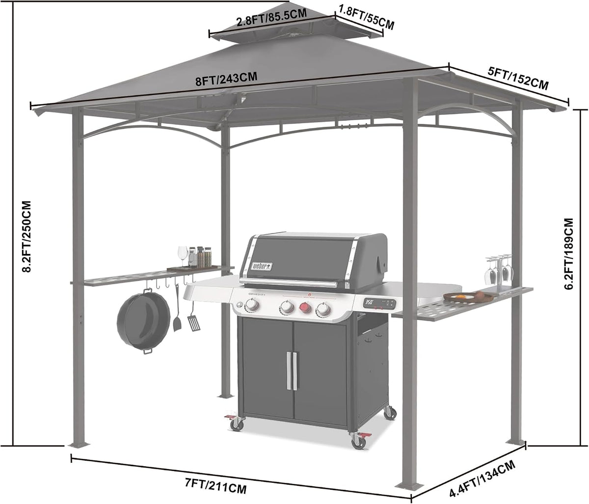 mastercanopy 8 x 5 grill gazebo outdoor bbq shown in use