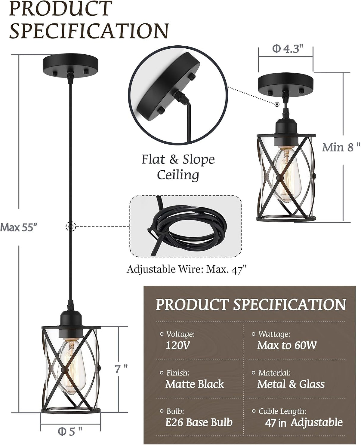 glass pendant lights kitchen island 2 pack, black, close-up detail
