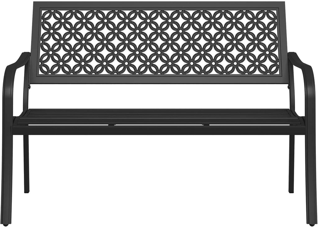 Grand patio 50" Outdoor Bench, Garden Bench with Armrests, Black