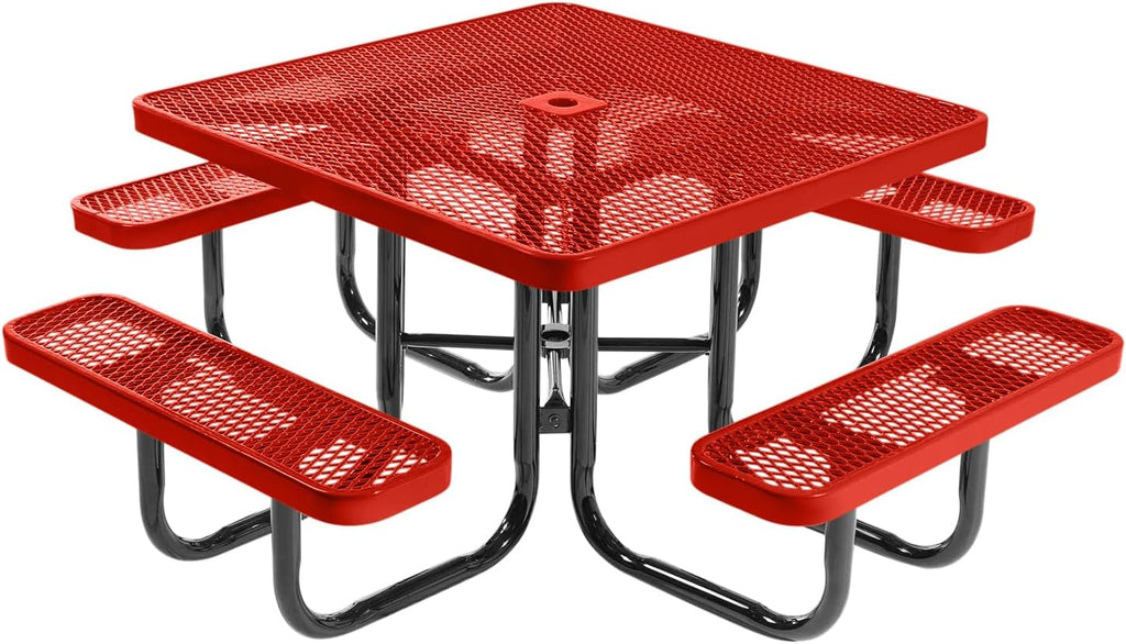 COATEDOUTDOORFURNITURE 46In Square Picnic Table, Expanded, Red