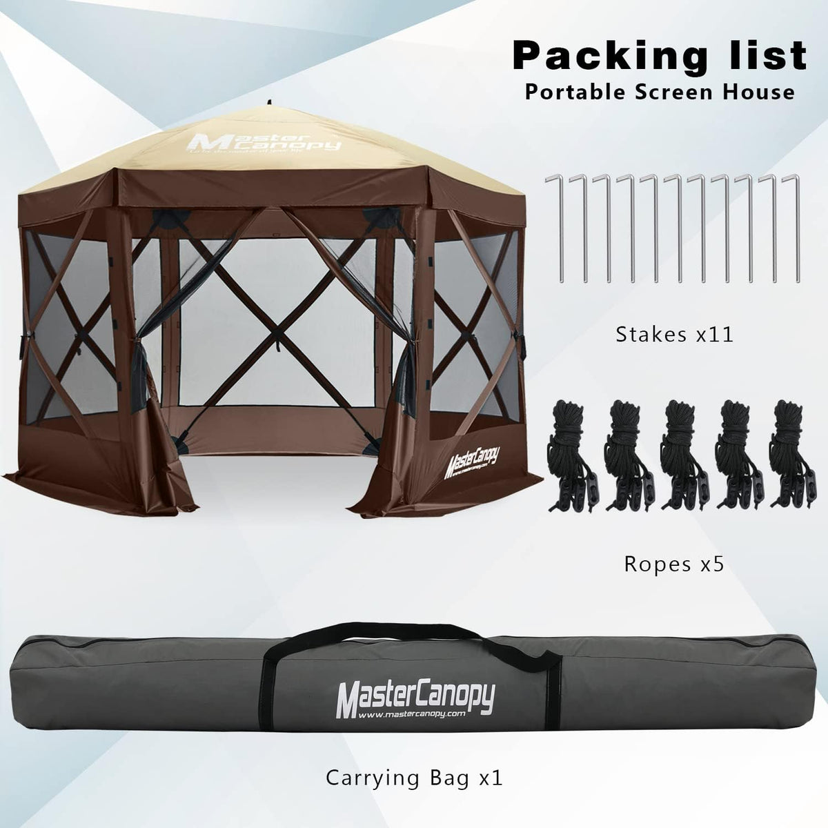 MASTERCANOPY 12x12Pop Up Gazebo Screen Room with Netting Beige&Coffee