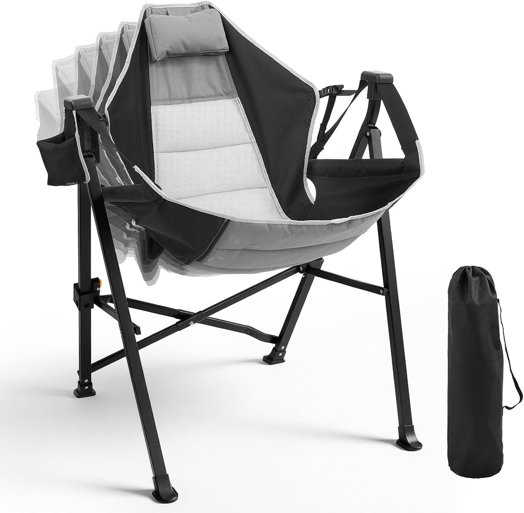 Hammock Camping Chair with Adjustable Backrest, Headrest and Cup Holder