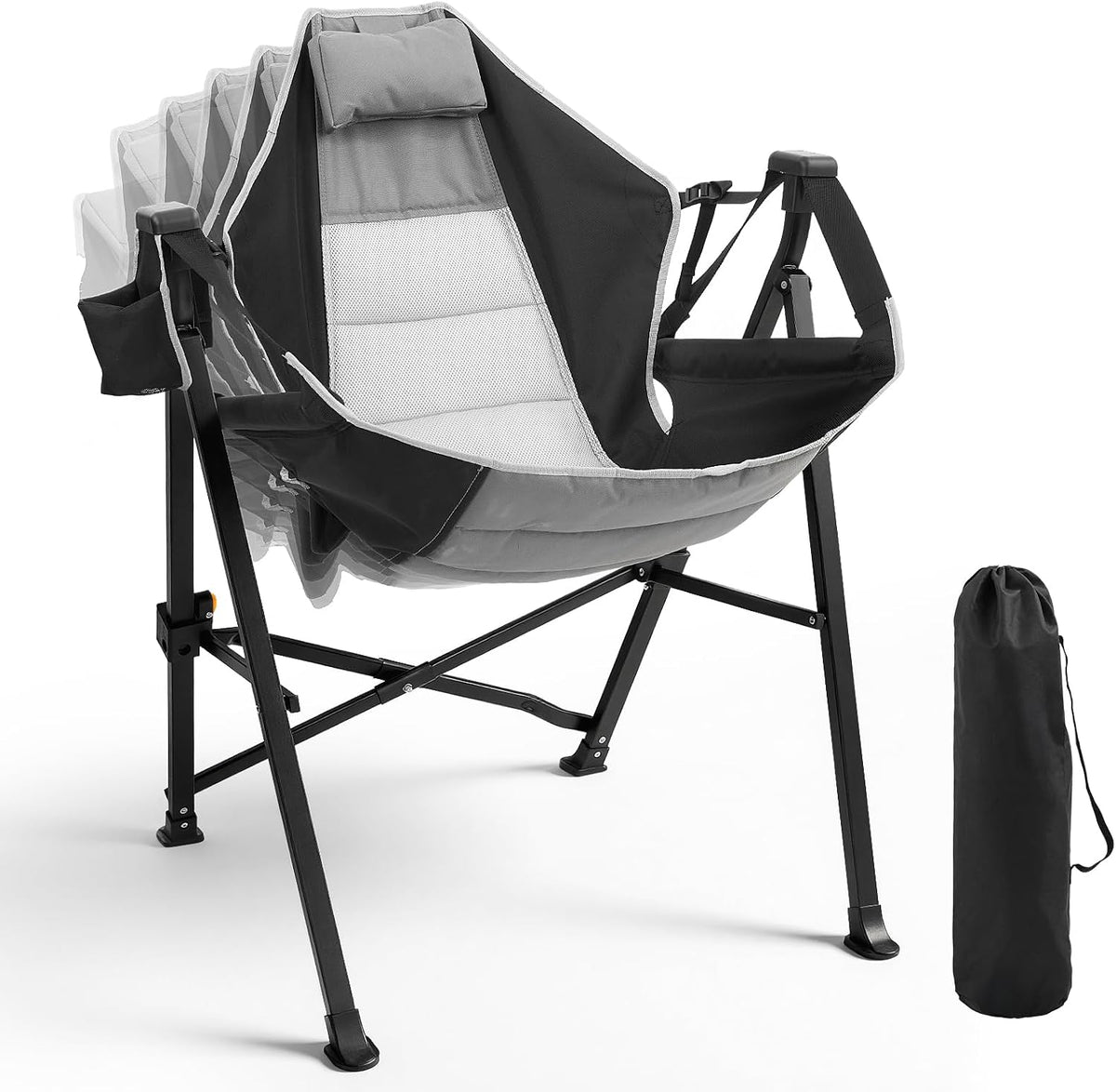 Hammock Camping Chair with Adjustable Backrest, Headrest and Cup Holder