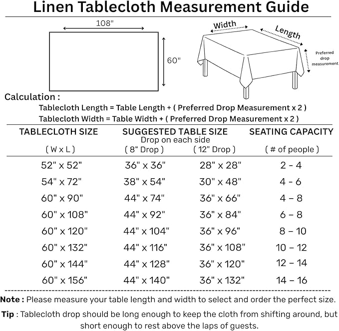 Solino Home Linen Tablecloth 60 x 108 Inch - Classic Hemstitch 100% Pure Linen White Table Cloth for Rectangle Tables - Machine Washable Tablecloth for Fall, Autumn, Halloween, Thanksgiving, Holiday