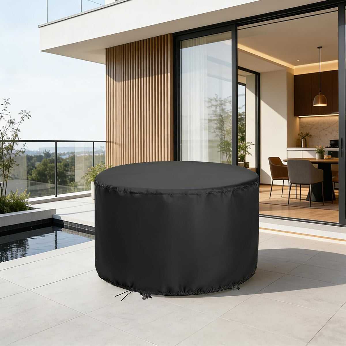 Round Patio Bar Height Table and Chair Cover for 90 Inch Patio Table