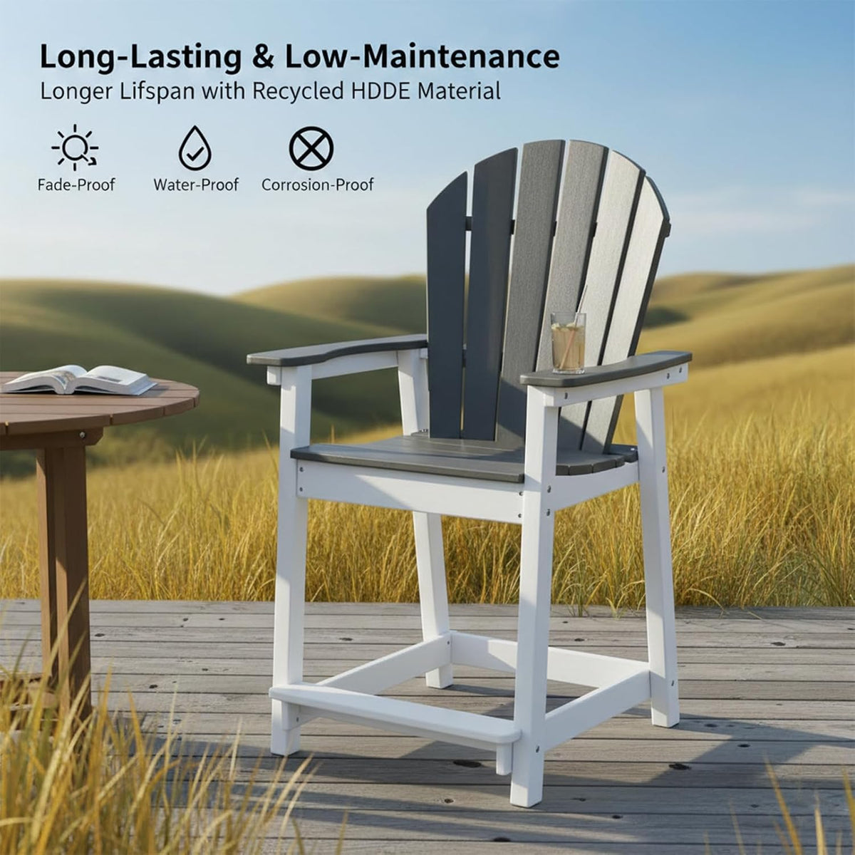 OTSUN Tall Adirondack Chairs (4, Black & White)