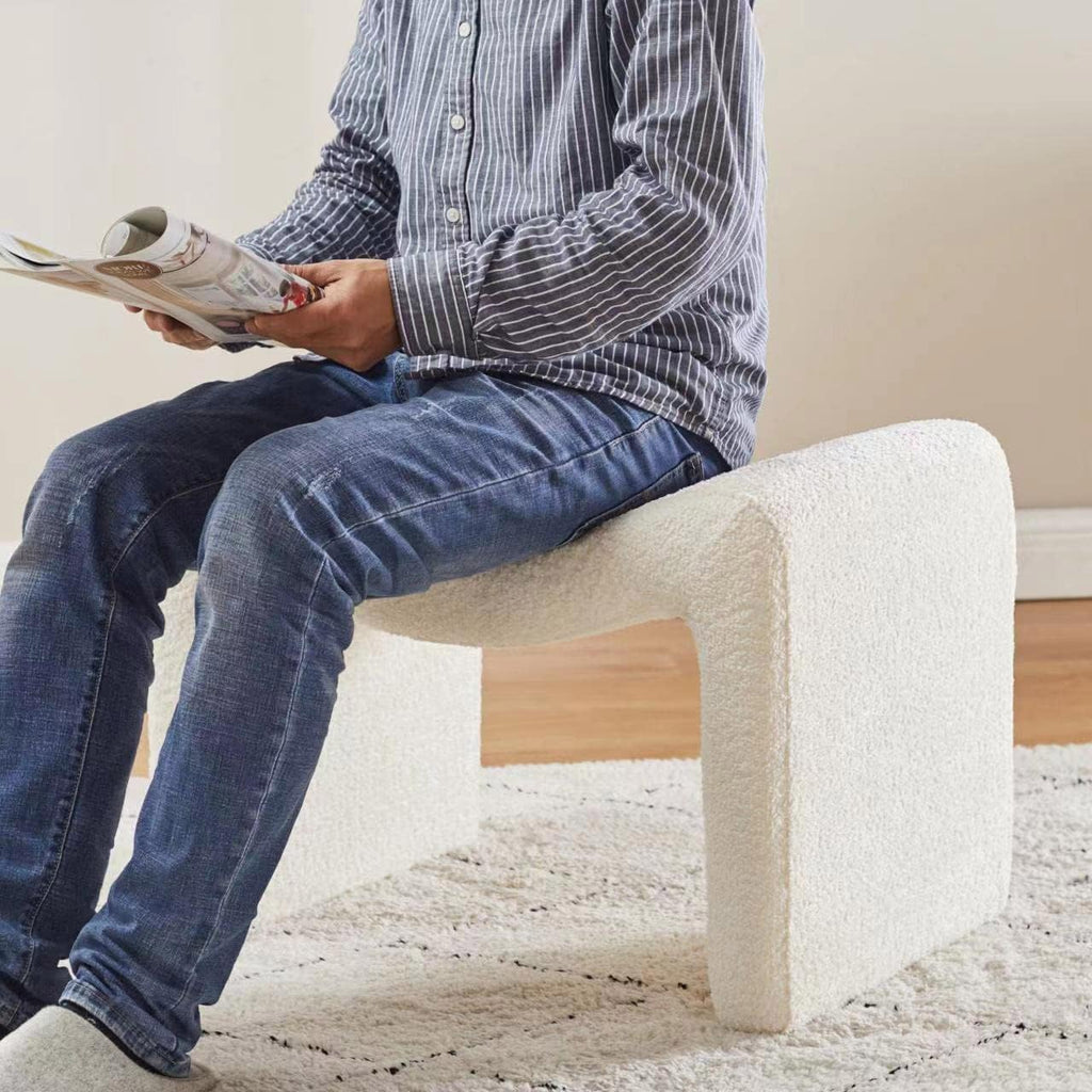 VANOMi Small Footstool Ottoman, Multi-Functional Modern Foot Stool, Sofa Footrest Extra Seating for Living Room, Entryway, Hallways and Bedrooms, Small, White
