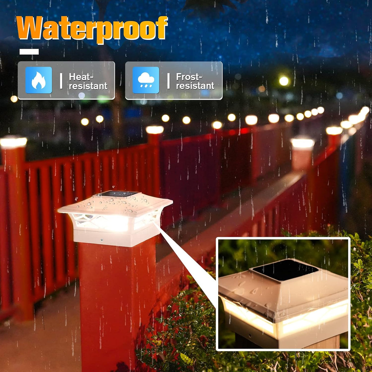 VOLISUN 12Pack Solar Post Cap Lights, 2 Color Modes Deck Lights, White