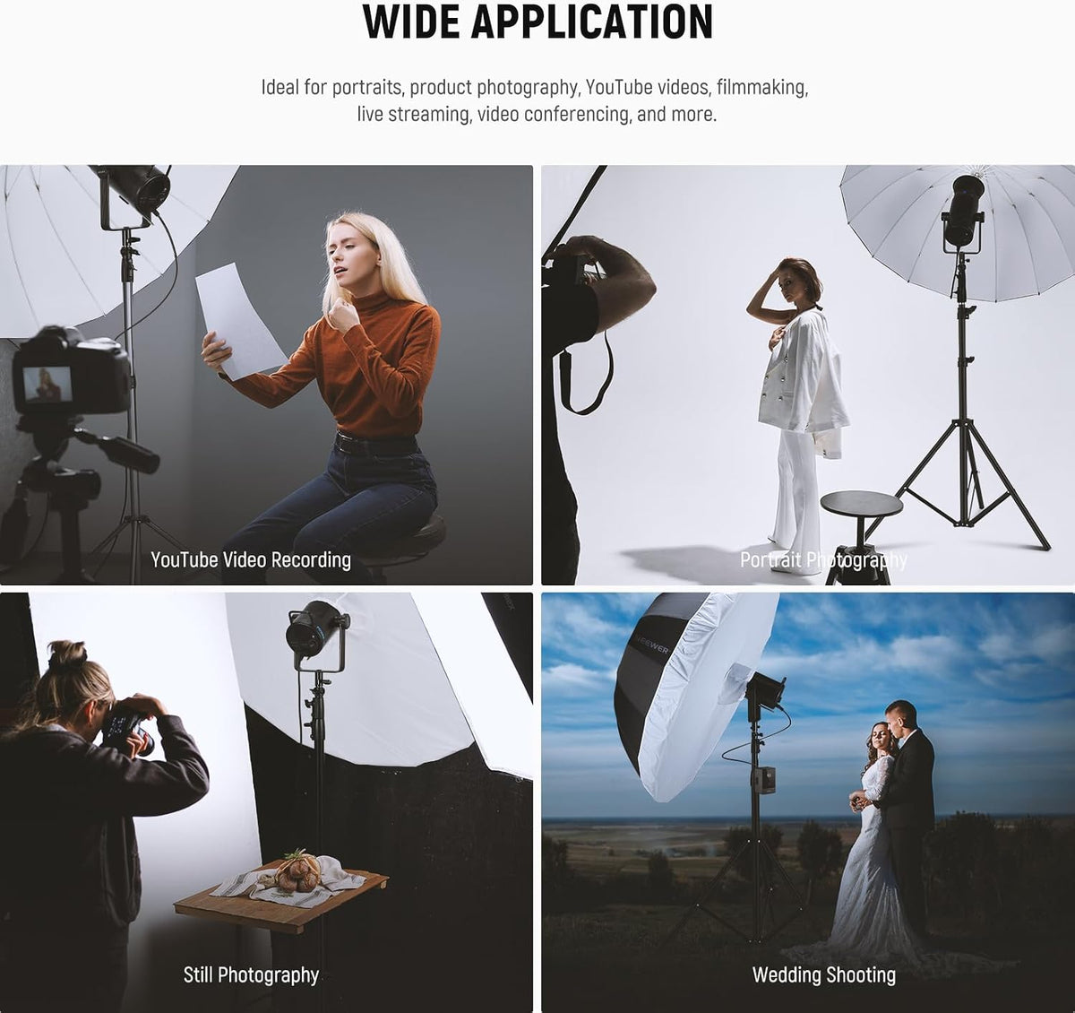 NEEWER 71"/180cm Parabolic Reflective Umbrella Photography w White Inner