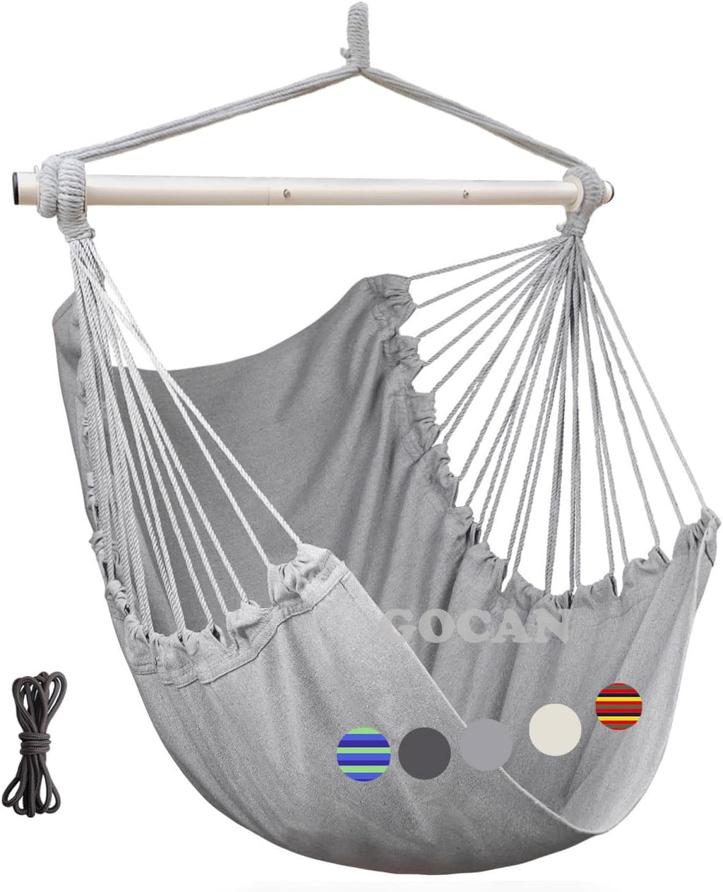 GOCAN Large Hammock Swing Chair, 39.4 x 53.1in with Metal Spread(Grey)