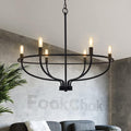 Black Farmhouse Chandelier, 6-Light Dining Room Light Fixture