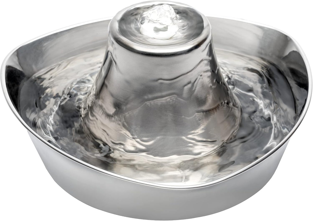 PetSafe Seaside Stainless Cat & Dog Fountain, 60 oz, 2 Filters & Pump