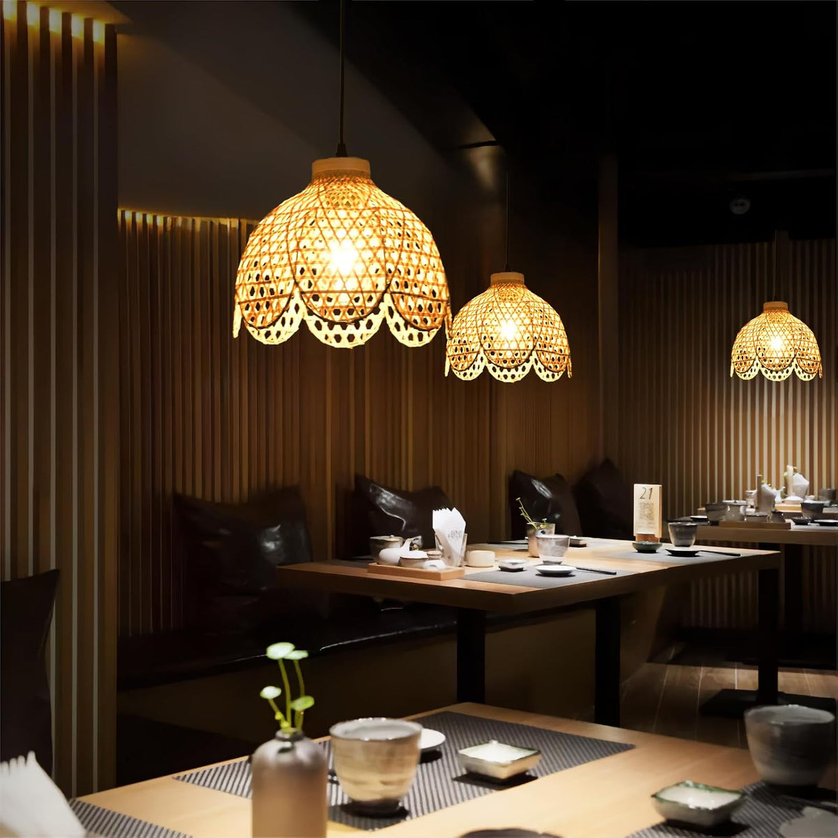 bamboo pendant light mini rattan chandelier, package contents