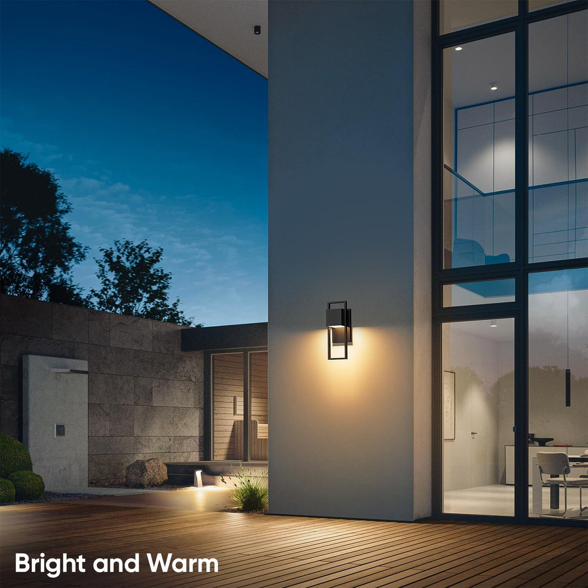 2-Pack Modern Outdoor Wall Lights, LED Black Porch Light, 3000K