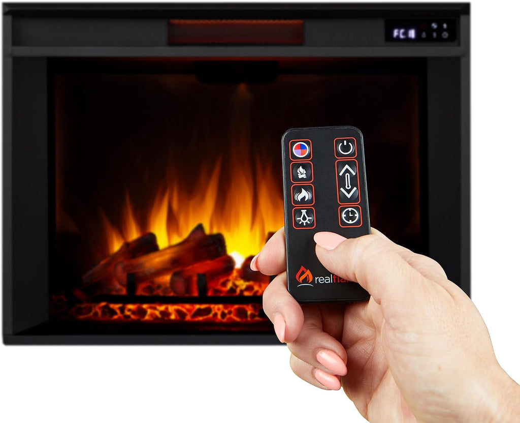 Real Flame Callaway 63" Grand Electric Fireplace with Mantel in Chestnut Oak, Free-Standing Oversized Indoor Electric Fireplace with Mantel, Adjustable Thermostat, Automatic Safety Shut-Off.