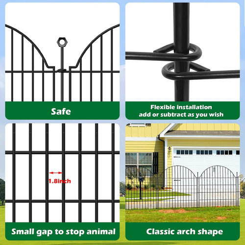 10 Panels No Dig Decorative Outdoor Garden Fence, 40in (H) x23.6ft (L)