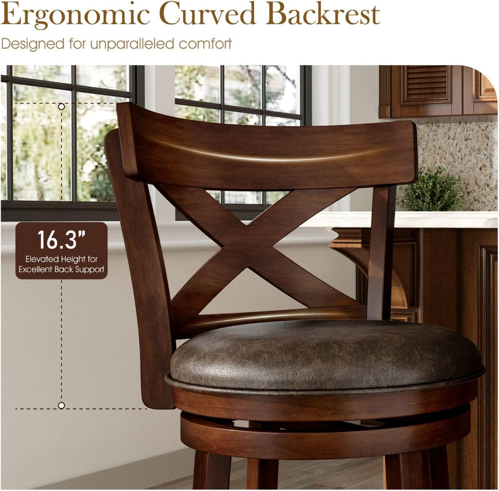 Sophia & William 30 Inch Swivel Bar Stools Set of 3, Bar Height Barstools